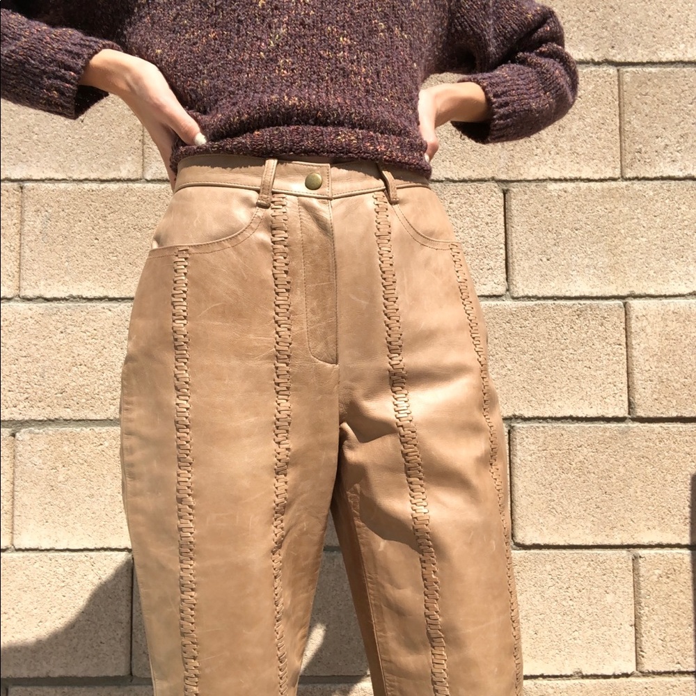 Vintage Carlisle real leather braided trim pants